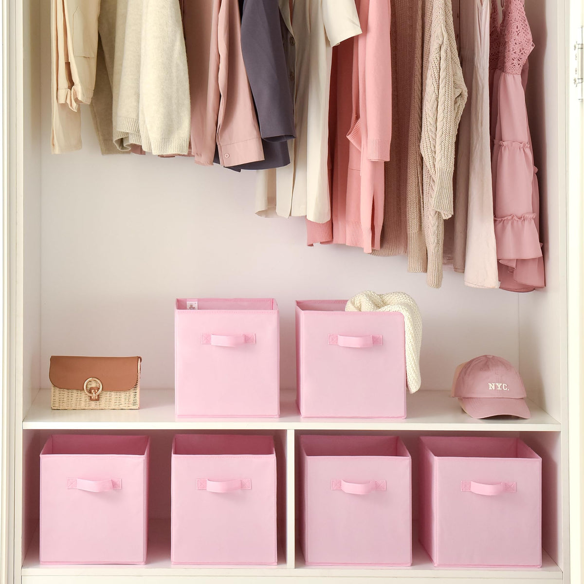 GRANNY SAYS 11 Inch Cube Storage Bins, 6-Pack Storage Cube Organizer, Pink