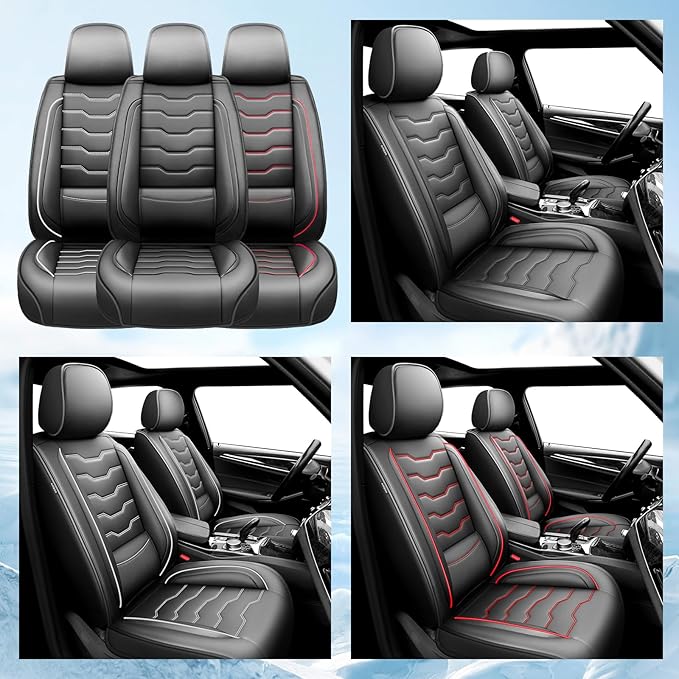 Fit Frontier Car Seat Covers Premium Leather for Nissan Frontier 2009-2025 2026. Waterproof, Breathable, Scratch-Resistant & All-Weather Seat Cushion Protector(Front Seat,Black