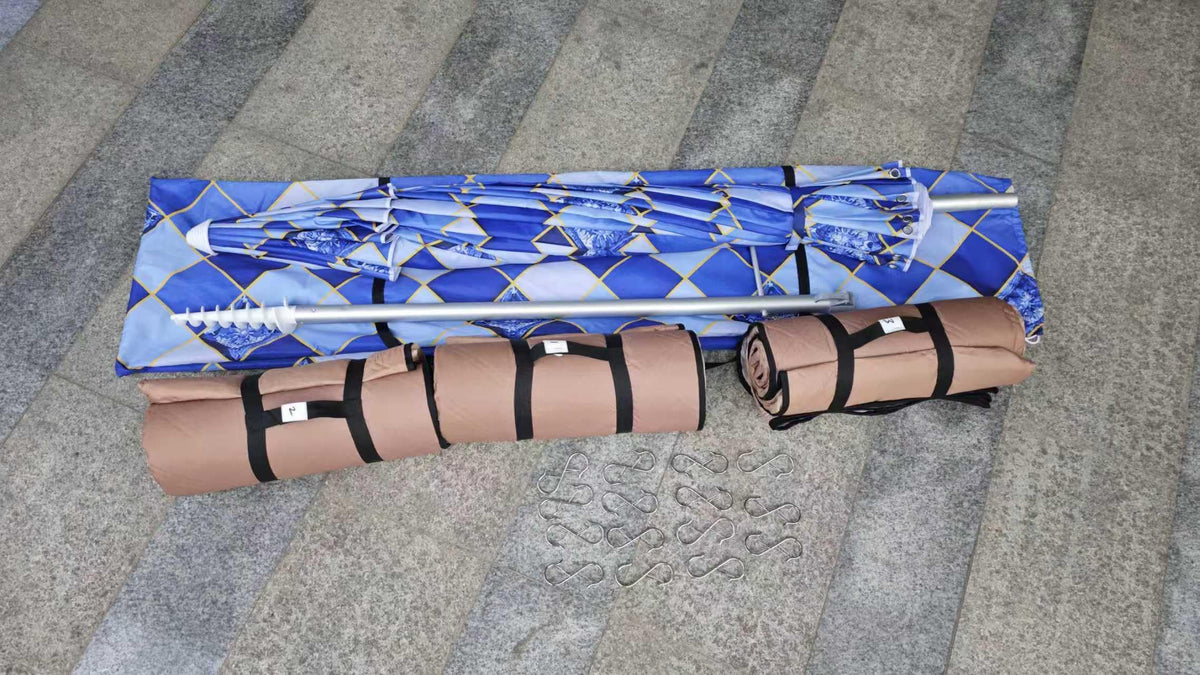 Privacy Beach Umbrella, Cloth Changing System, with 3 Beach Mats