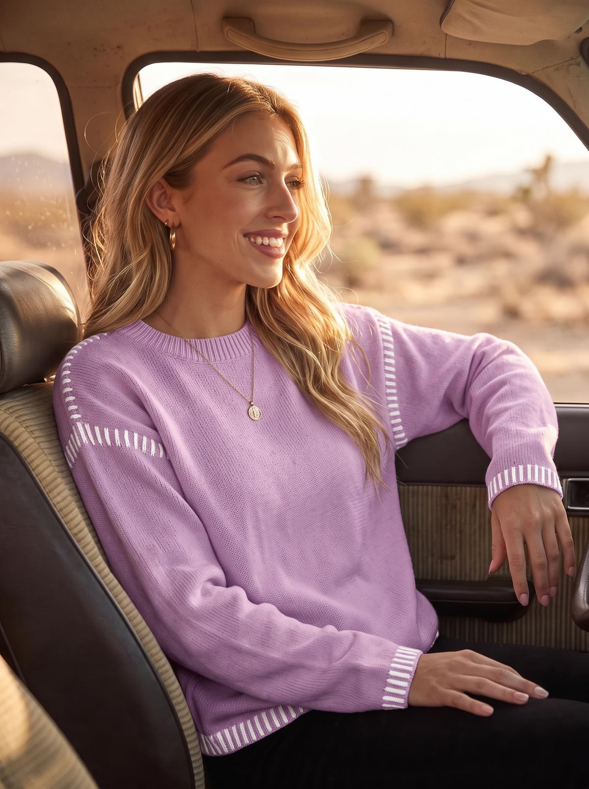 Dokotoo Womens Sweaters 2026 Casual Long Sleeve Knit Sweater Tops Purple L