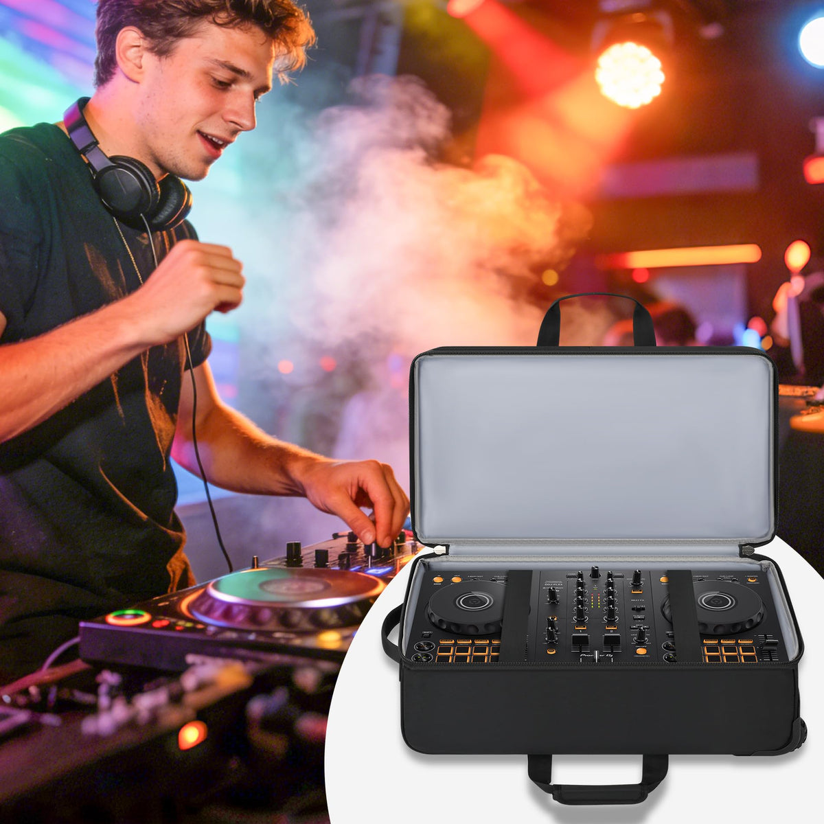 DJ Controller Case with Wheels, Rolling DJ Gig Bag for DJ, Music Producers