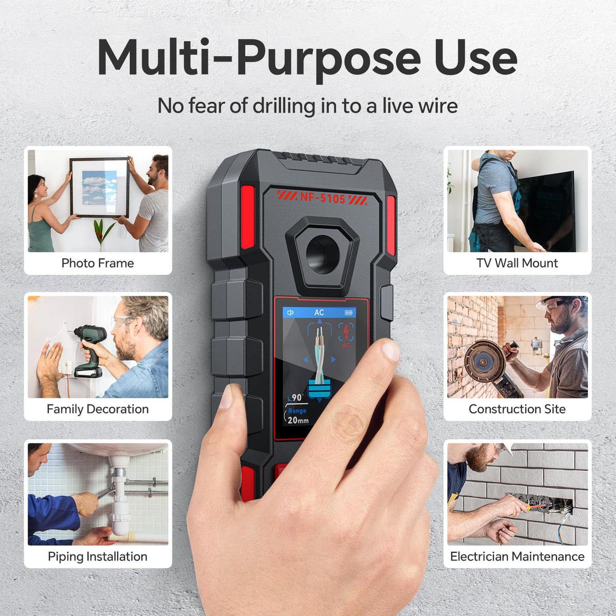 Stud Finder, Rechargeable Stud Finder Wall Scanner with Intelligent Chip