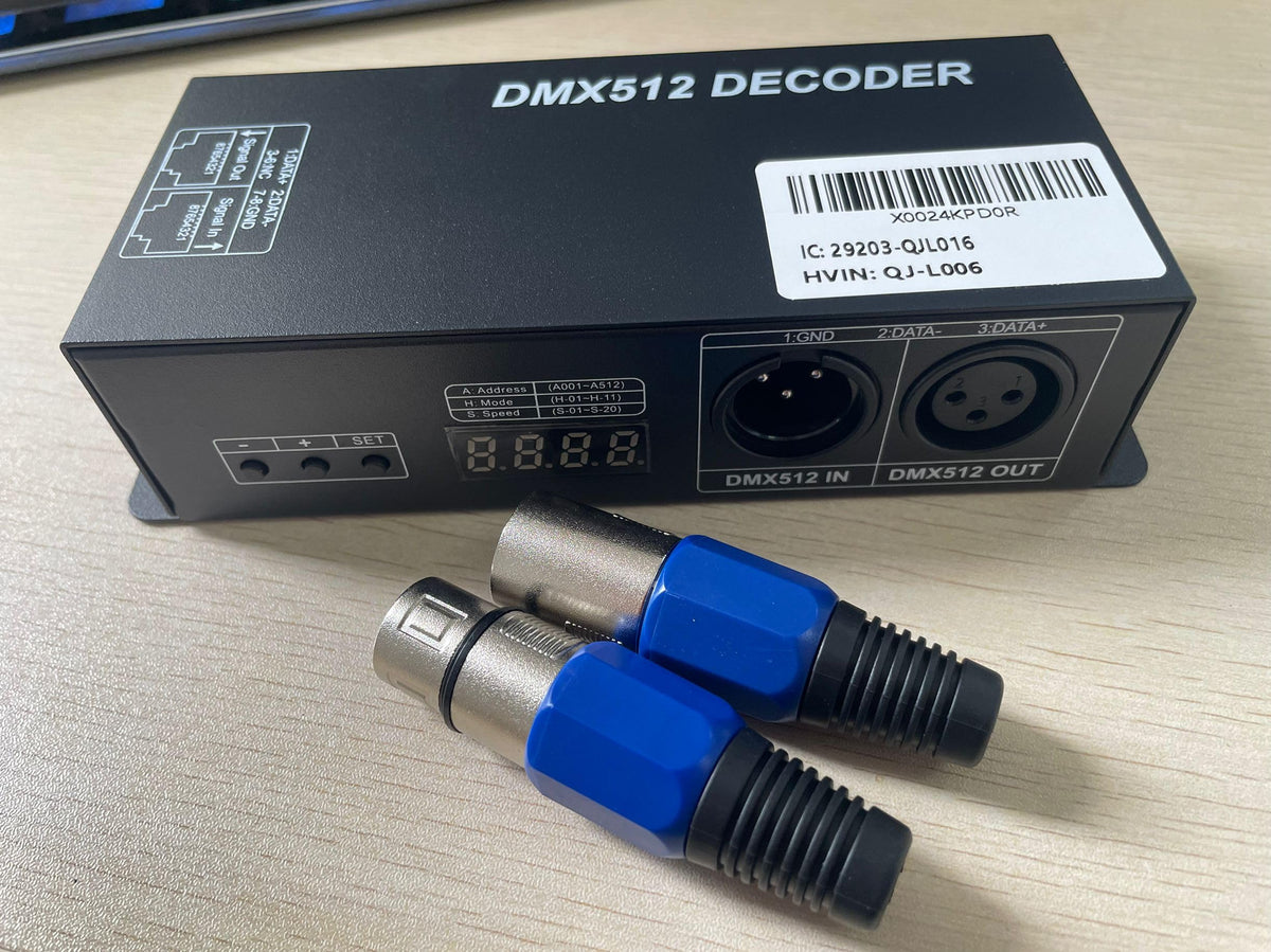 AZIMOM LED 4Channel DMX Decoder Controller with Digital Display DC5V-24V 4X4A DMX512 led Controller for RGB Tape Strip Light Decoder Dimmer