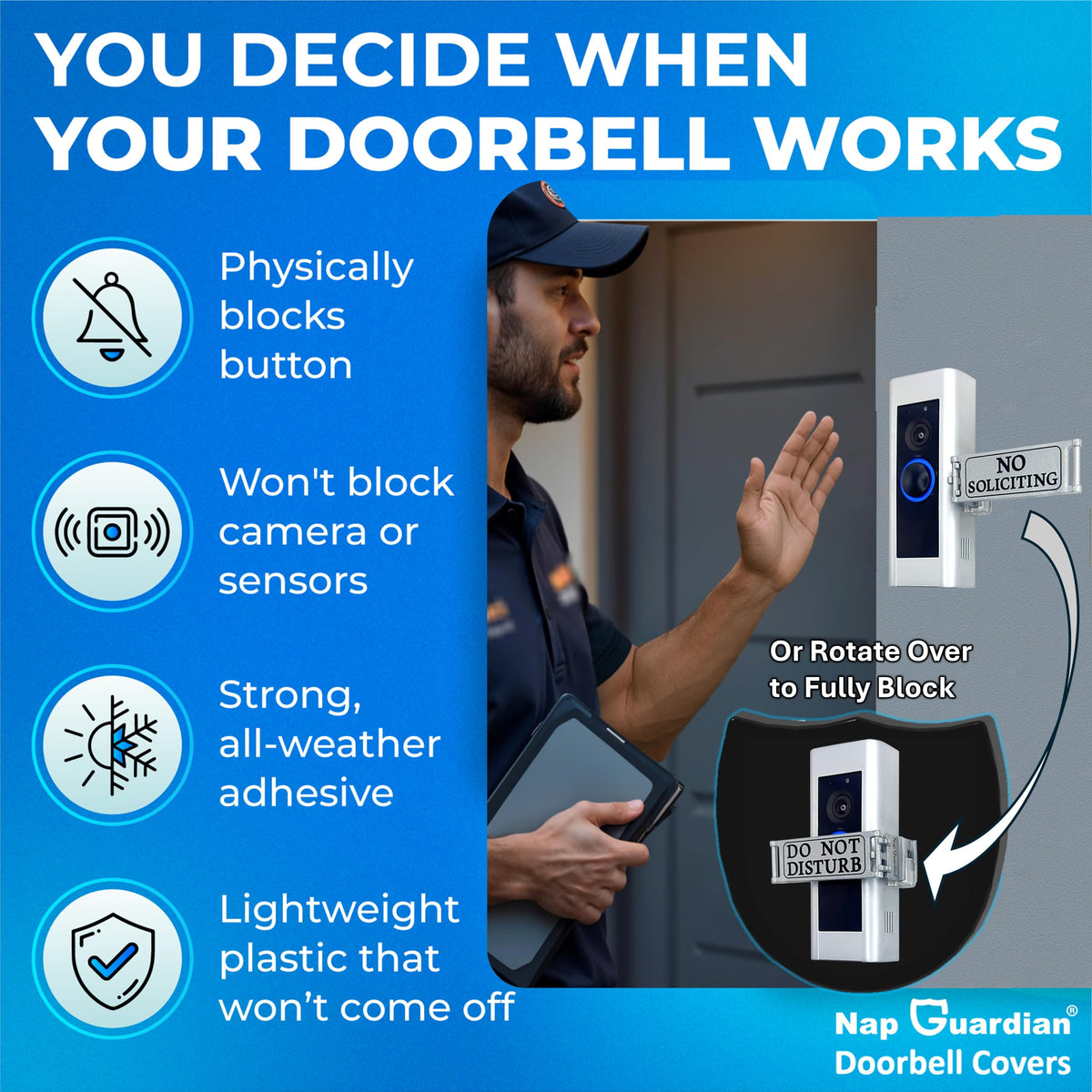 Nap Guardian The Original No Soliciting Doorbell Cover, Universal Fit