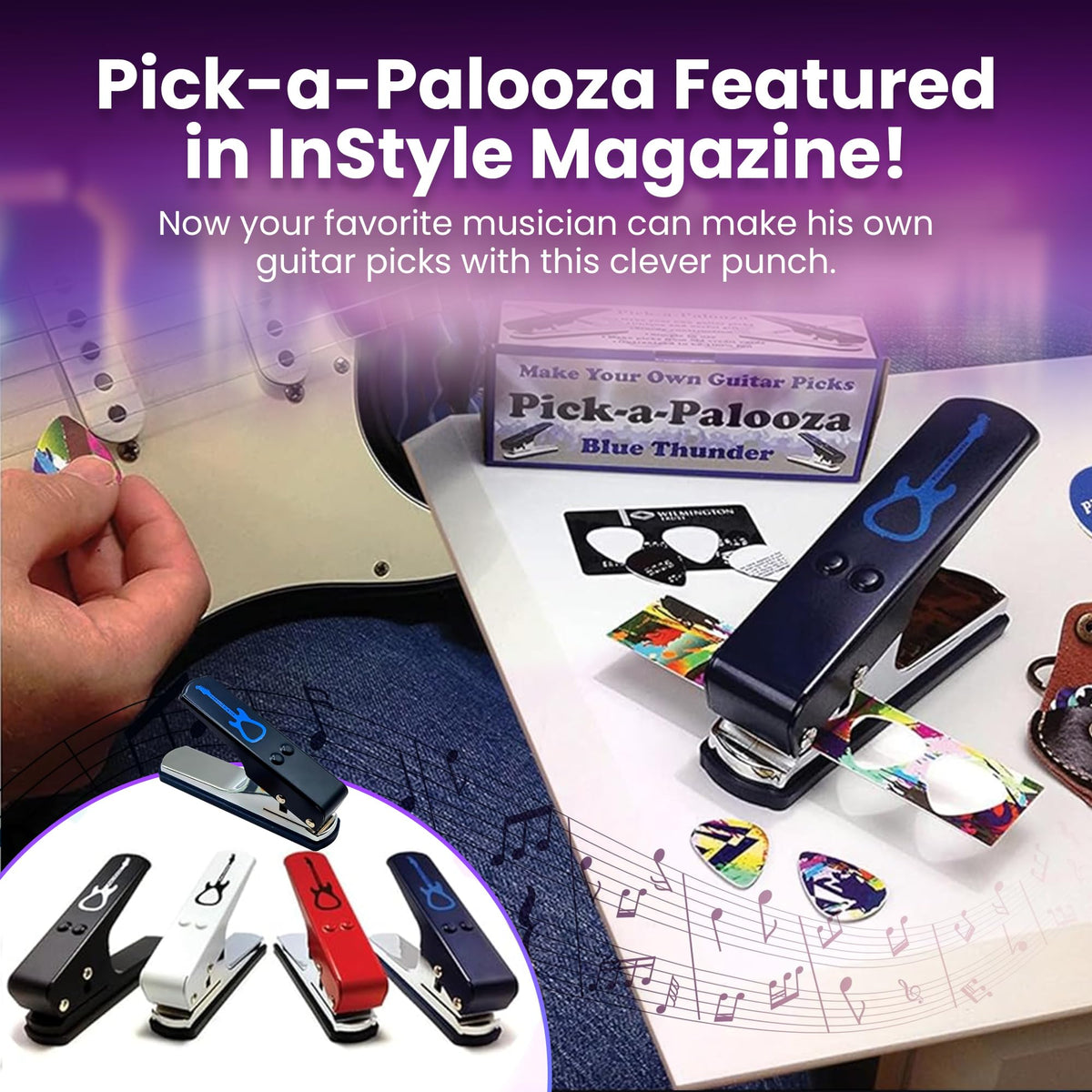Pick-a-Palooza DIY Guitar Picks Punch Mega Pack with Pick Punch Tool - Blue