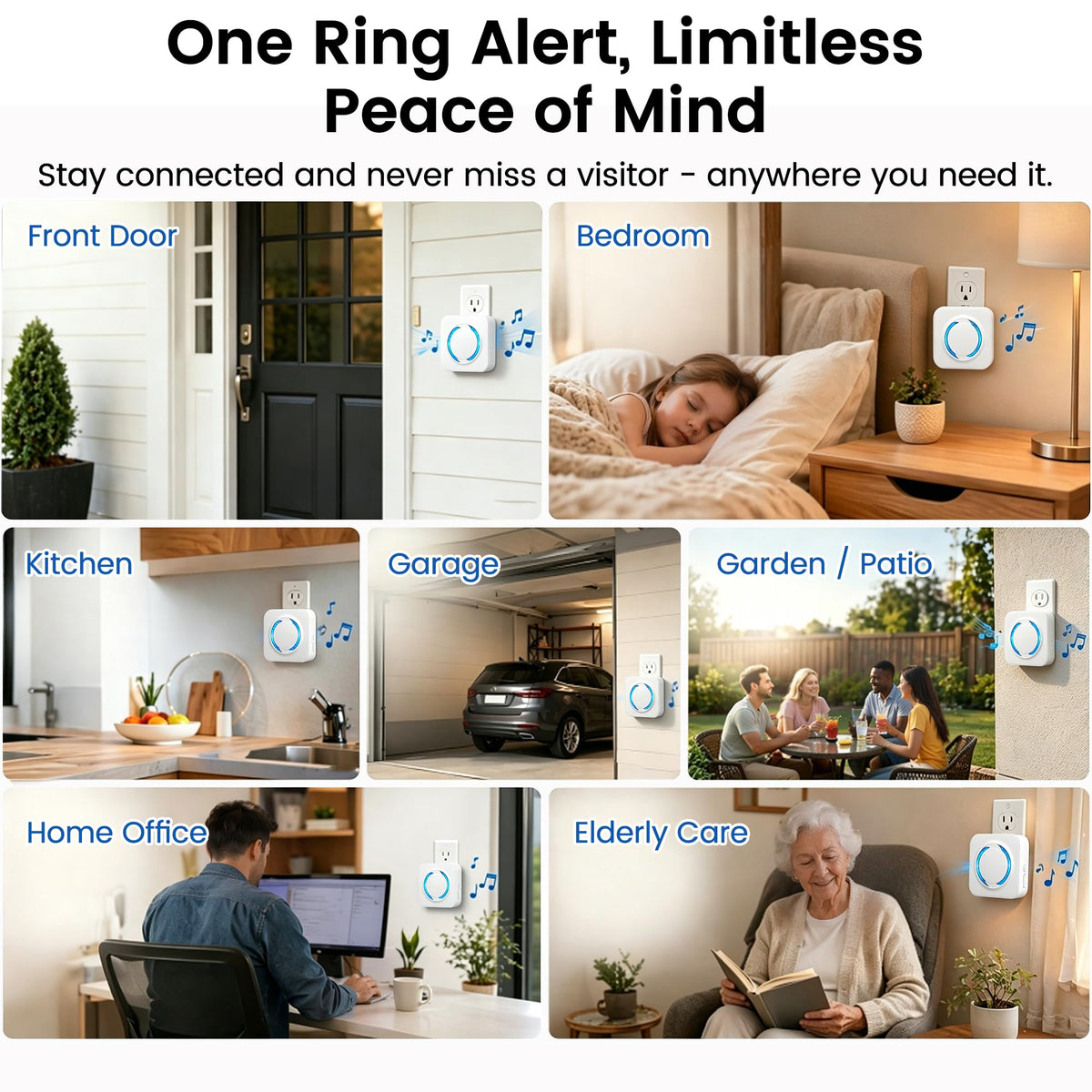 LUCKYDUO WiFi Chime for Nest Doorbell, 32 Tones, LED Flash, 999+ Expandable
