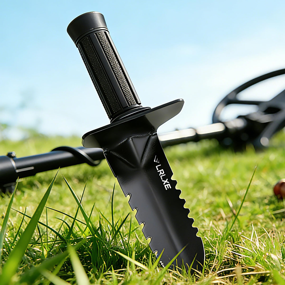 LRLXE Metal Detector Shovel, Heavy Duty Double Serrated Edge Digging Tool