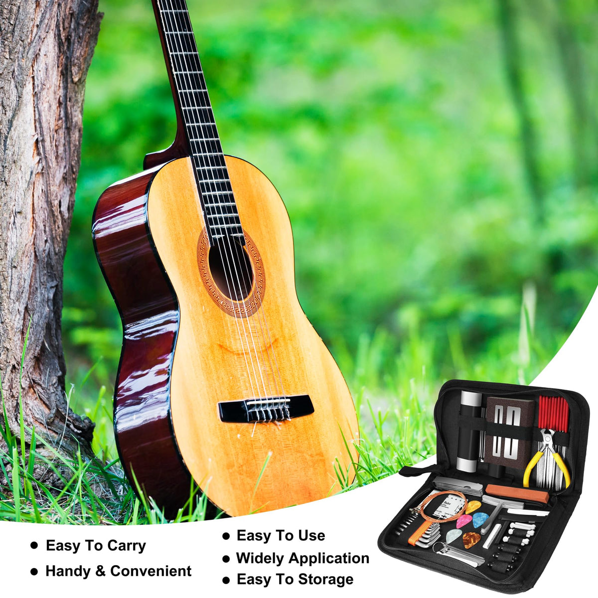 TIMDAM 79Pcs Guitar Maintenance Kit - Complete Setup & Repair Tools for Guitar, Ukulele, Bass, Mandolin, Banjo - Ideal Gifts for Musicians
