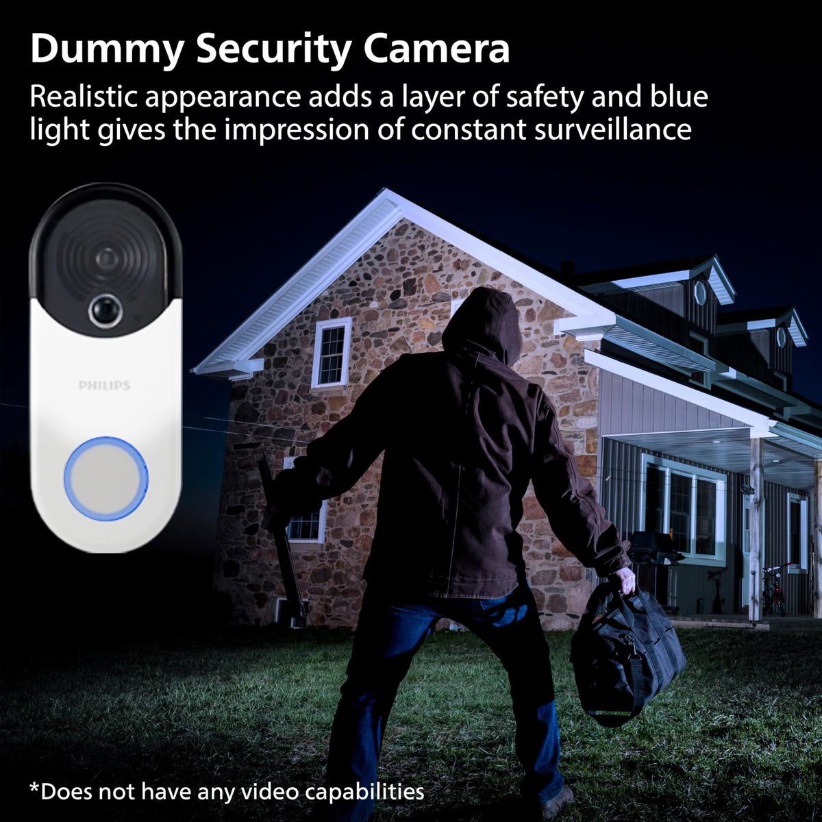 PHILIPS Wireless Security Doorbell Chime Kit, Decoy Doorbell Camera