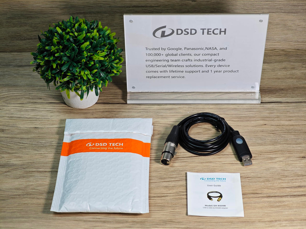 DSD TECH SH-RS09B USB to DMX Cable Support Freestyler, QLC+, Dmxcontrol, Lightkey, Lightjams, Soundswitch and Pi Open Lighting (1.8M/5.9FT)