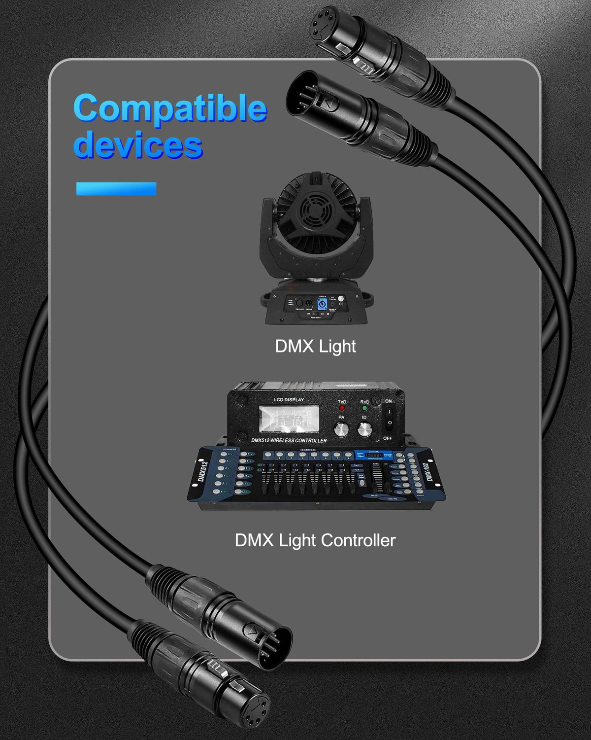 Palujorty 5 Pin 10FT DMX Cable 4 Pack for DJ Lighting and DMX Control
