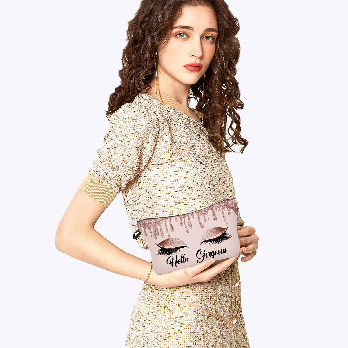 Baobeily Hello Gorgeous Makeup Bag for Purse Eyelash Pink Cosmetic Bags for Women Inspirational Gift Small Funny Cosmetics Glitters Eyeshadows Travel Bag Cases for Toiletries Accessories Organizer - thewildfolk Baobeily Hello Gorgeous Makeup Bag for Purse Eyelash Pink Cosmetic Bags for Women Inspirational Gift Small Funny Cosmetics Glitters Eyeshadows Travel Bag Cases for Toiletries Accessories Organizer
