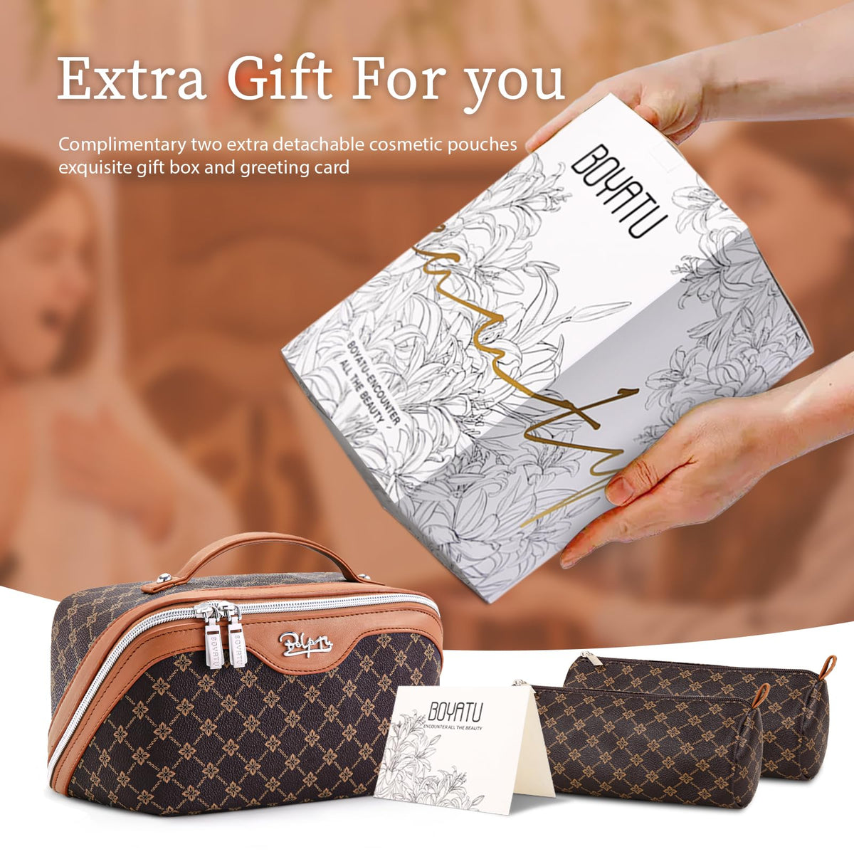 BOYATU Travel Makeup Bag Cosmetic Bags for Women: 3-Piece Make up Bag Set - thewildfolk BOYATU Travel Makeup Bag Cosmetic Bags for Women: 3-Piece Make up Bag Set
