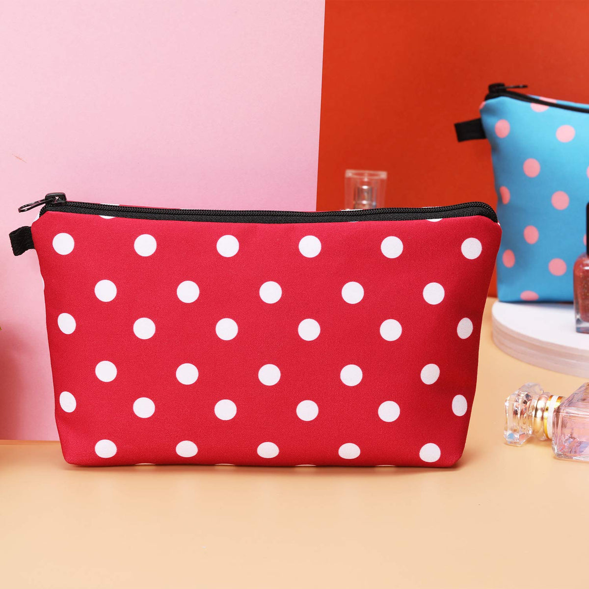 Chuangdi 6 Pieces Makeup Bag Toiletry Pouch Waterproof Cosmetic Bag with Zipper Travel Packing Pouch 8.7 x 5.3 Inch Small Cosmetic Organizer Accessory for Women and Men(Polka Dots Style) - thewildfolk Chuangdi 6 Pieces Makeup Bag Toiletry Pouch Waterproof Cosmetic Bag with Zipper Travel Packing Pouch 8.7 x 5.3 Inch Small Cosmetic Organizer Accessory for Women and Men(Polka Dots Style)