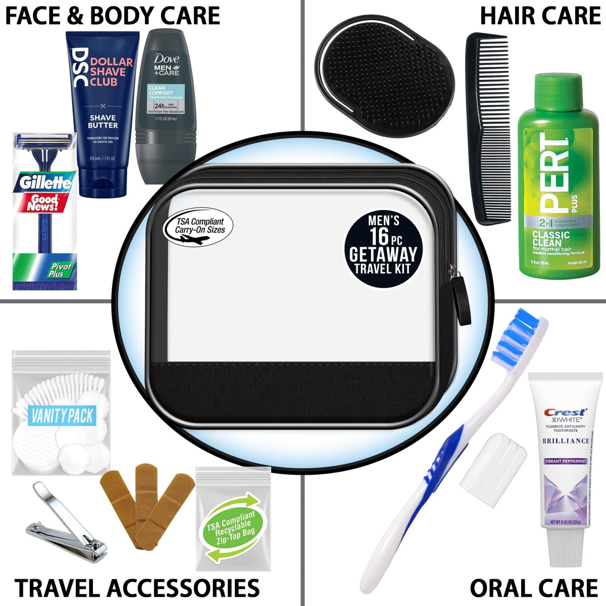 Convenience Kits International Men’s Super Deluxe, 16-Piece Kit with Travel Size TSA Compliant Essentials in Reusable Zippered Toiletry Bag - thewildfolk Convenience Kits International Men’s Super Deluxe, 16-Piece Kit with Travel Size TSA Compliant Essentials in Reusable Zippered Toiletry Bag