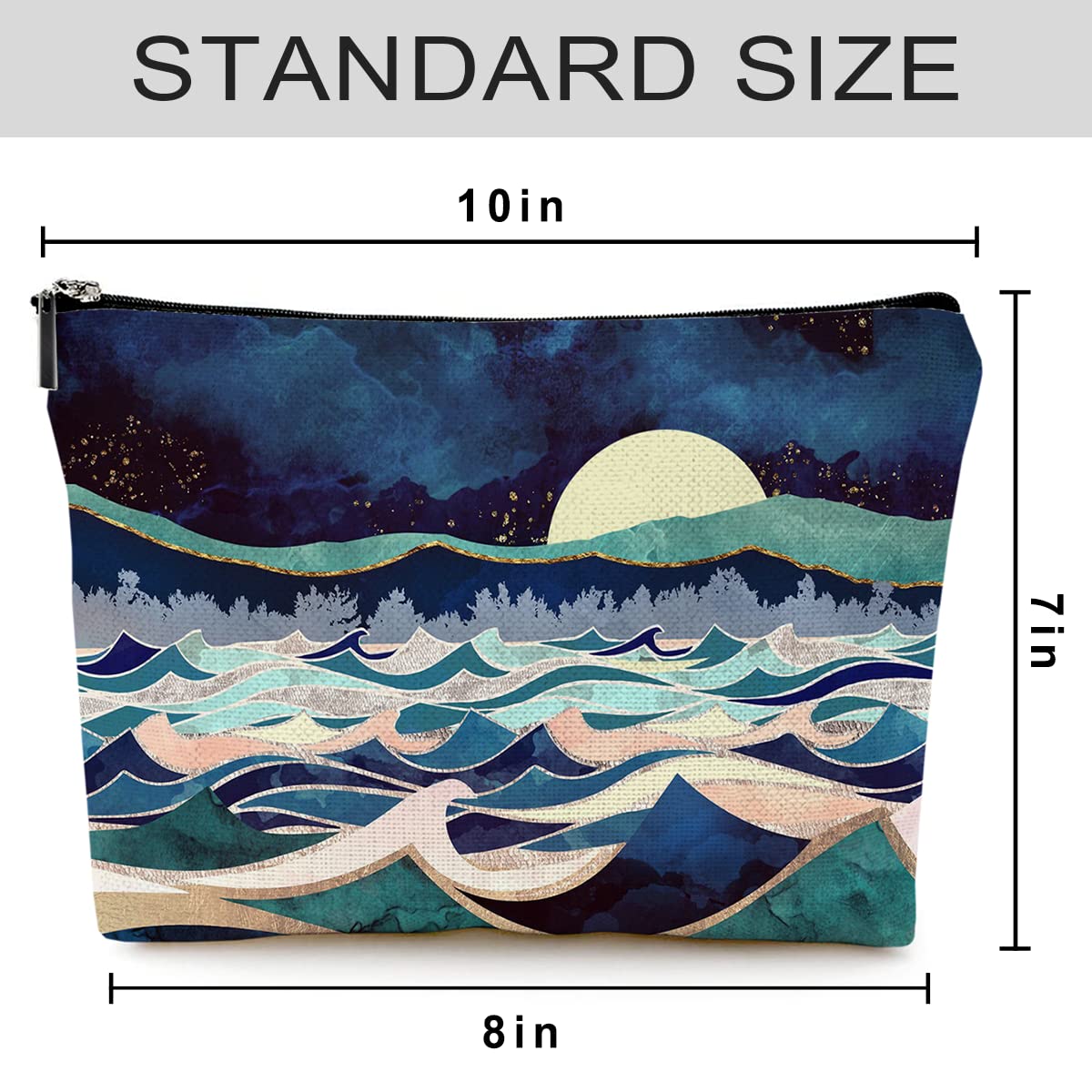 Givotin Cute Makeup Bag for Purse Canvas Waterproof Funny Cosmetic Bags for Women Zipper Travel Toiletry Pouch-Mountain Makeup Bags-Blue - thewildfolk Givotin Cute Makeup Bag for Purse Canvas Waterproof Funny Cosmetic Bags for Women Zipper Travel Toiletry Pouch-Mountain Makeup Bags-Blue