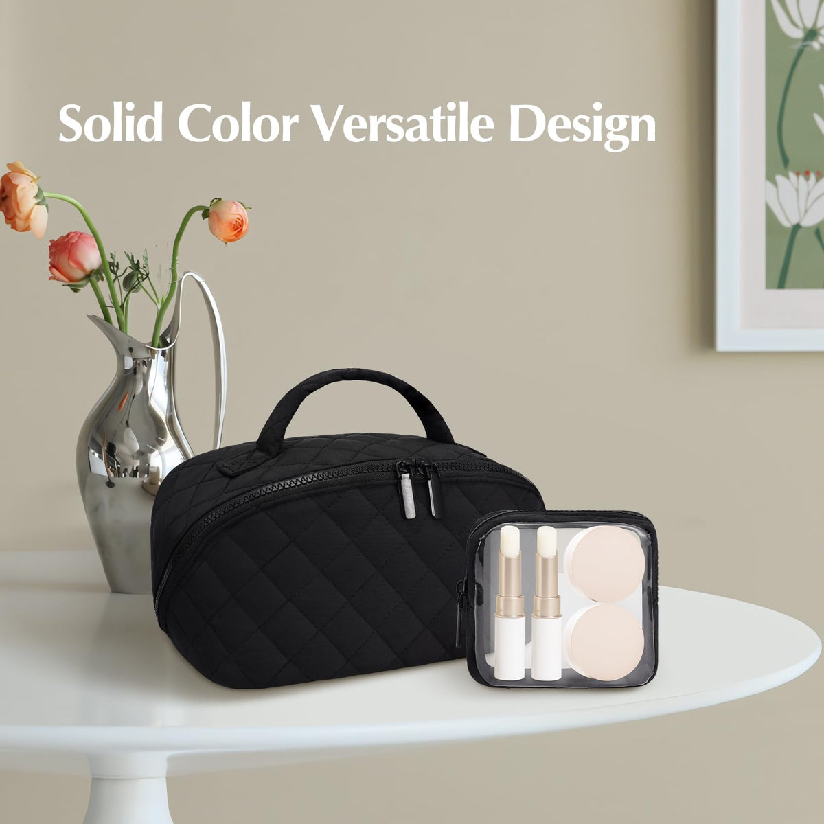 honitty Makeup Bag, Quilted Makeup Bag, Puffy Travel Make up Bags, Cosmetic Organizer Bag, Waterproof Toiletry Bag for Women - thewildfolk honitty Makeup Bag, Quilted Makeup Bag, Puffy Travel Make up Bags, Cosmetic Organizer Bag, Waterproof Toiletry Bag for Women