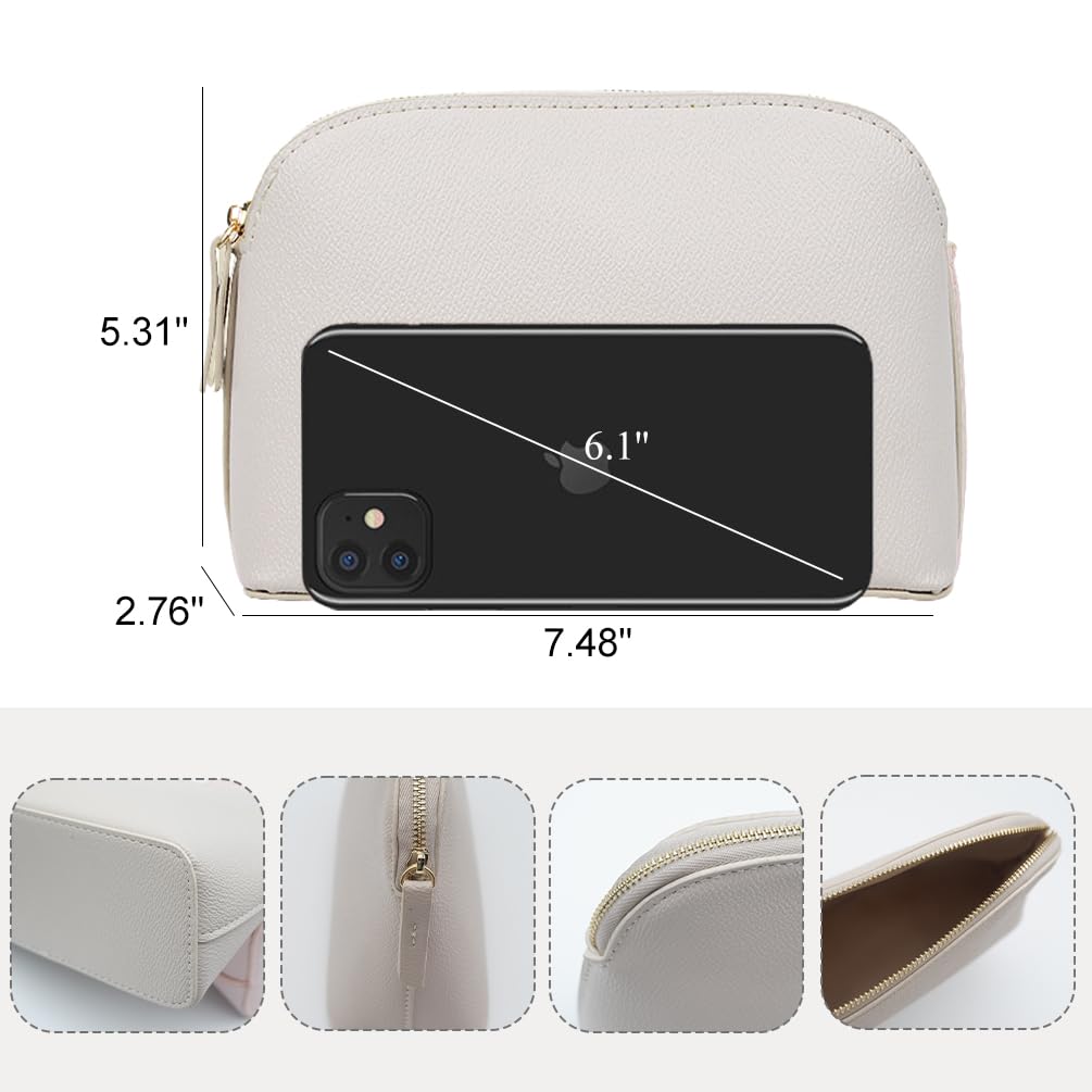 kamumanni Portable Makeup Bag for Women, Small Pu Leather Cosmetic Bag Travel Pouch with Zipper Cosmetic Bag for Purse (Beige) - thewildfolk kamumanni Portable Makeup Bag for Women, Small Pu Leather Cosmetic Bag Travel Pouch with Zipper Cosmetic Bag for Purse (Beige)