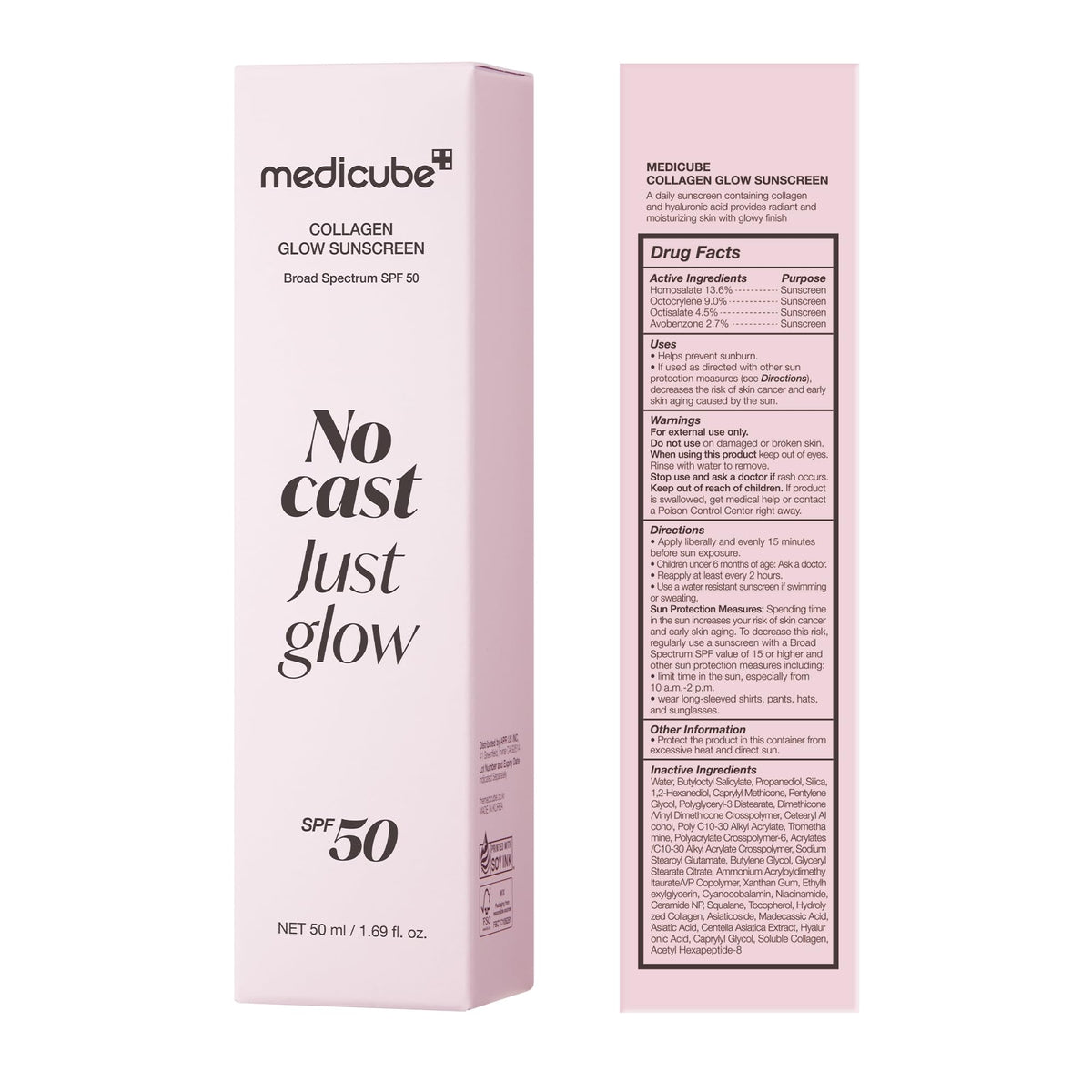 medicube Sunscreen No Cast Just Glow Collagen, SPF 50 - thewildfolk medicube Sunscreen No Cast Just Glow Collagen, SPF 50