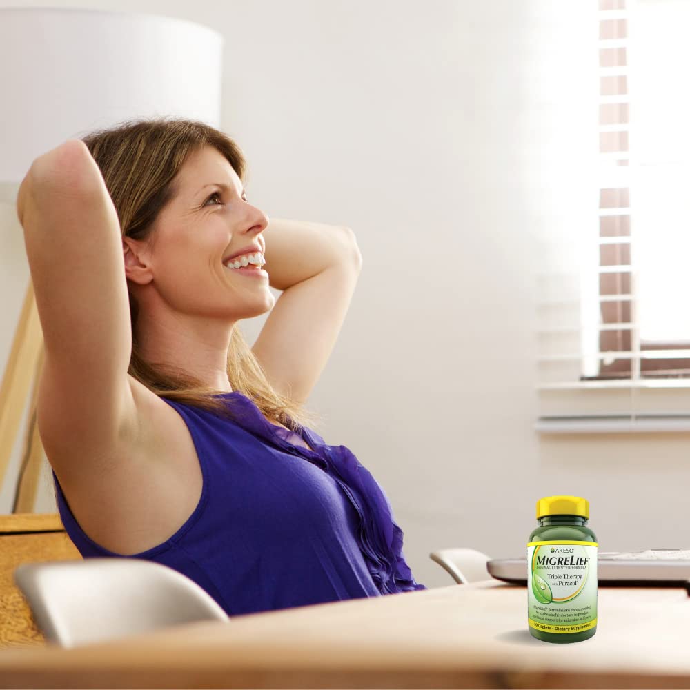 MigreLief Original Triple Therapy with Puracol - Nutritional Support for Migraine Sufferers - 60 Caplets/1 Month Supply - thewildfolk MigreLief Original Triple Therapy with Puracol - Nutritional Support for Migraine Sufferers - 60 Caplets/1 Month Supply