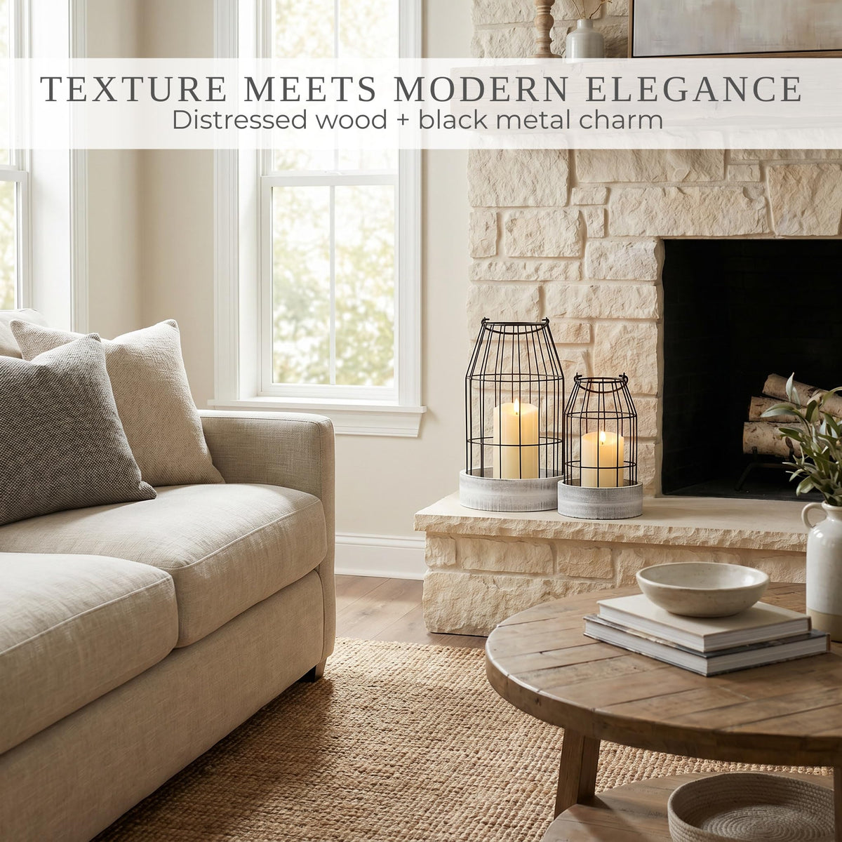 Rustic Farmhouse Lantern Decor Set of 2 - Stylish Decorative Lanterns - thewildfolk Rustic Farmhouse Lantern Decor Set of 2 - Stylish Decorative Lanterns
