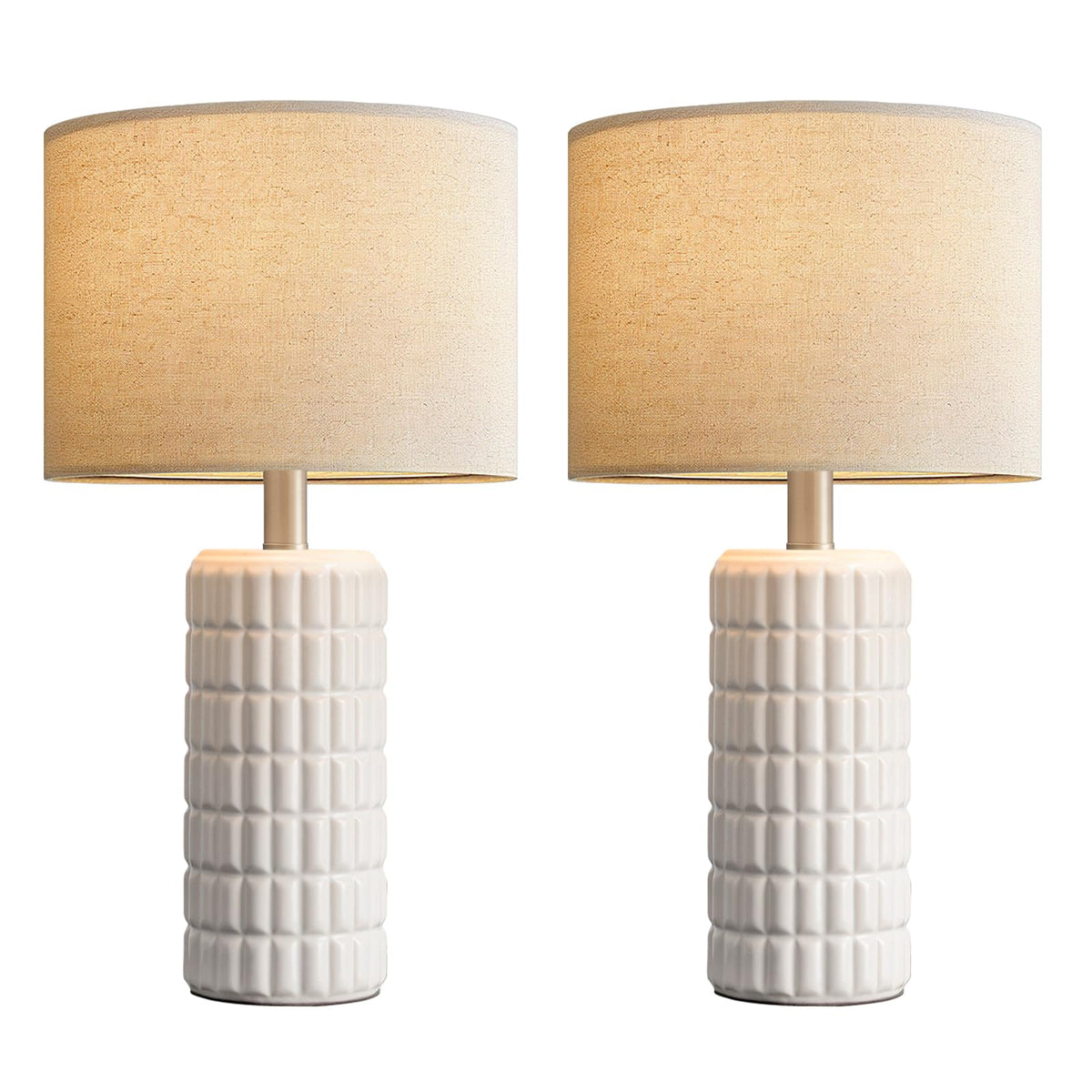 Seealle 23" Modern Ceramic Table Lamps Set of 2, Lamps for Bedroom, White - thewildfolk Seealle 23" Modern Ceramic Table Lamps Set of 2, Lamps for Bedroom, White