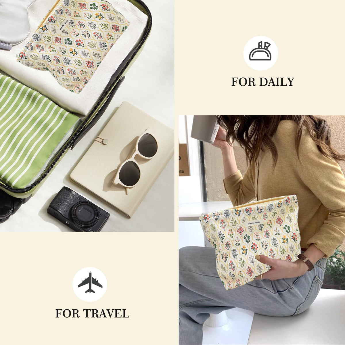 STARDW Aesthetic Floral Makeup Bag Cute Small Cosmetic Bags for Women Girls, Travel Toiletry Bag Large Capacity Zipper Makeup Pouch, Purse Organizer Pouches - thewildfolk STARDW Aesthetic Floral Makeup Bag Cute Small Cosmetic Bags for Women Girls, Travel Toiletry Bag Large Capacity Zipper Makeup Pouch, Purse Organizer Pouches