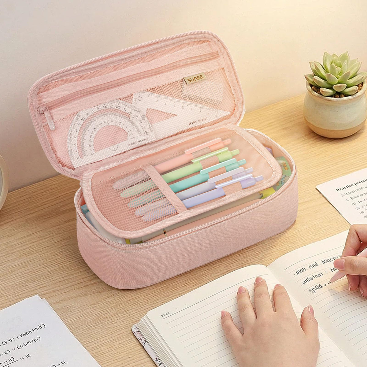 SUNEE Cute Pencil Case, Large Capacity Pencil Pouch, Big Storage Organizer for Stationery, Zipper Pen Bag, Back to School Supplies, Office Organizer Makeup Bag, for Teen Girl Boy Men Women, Pink - thewildfolk SUNEE Cute Pencil Case, Large Capacity Pencil Pouch, Big Storage Organizer for Stationery, Zipper Pen Bag, Back to School Supplies, Office Organizer Makeup Bag, for Teen Girl Boy Men Women, Pink