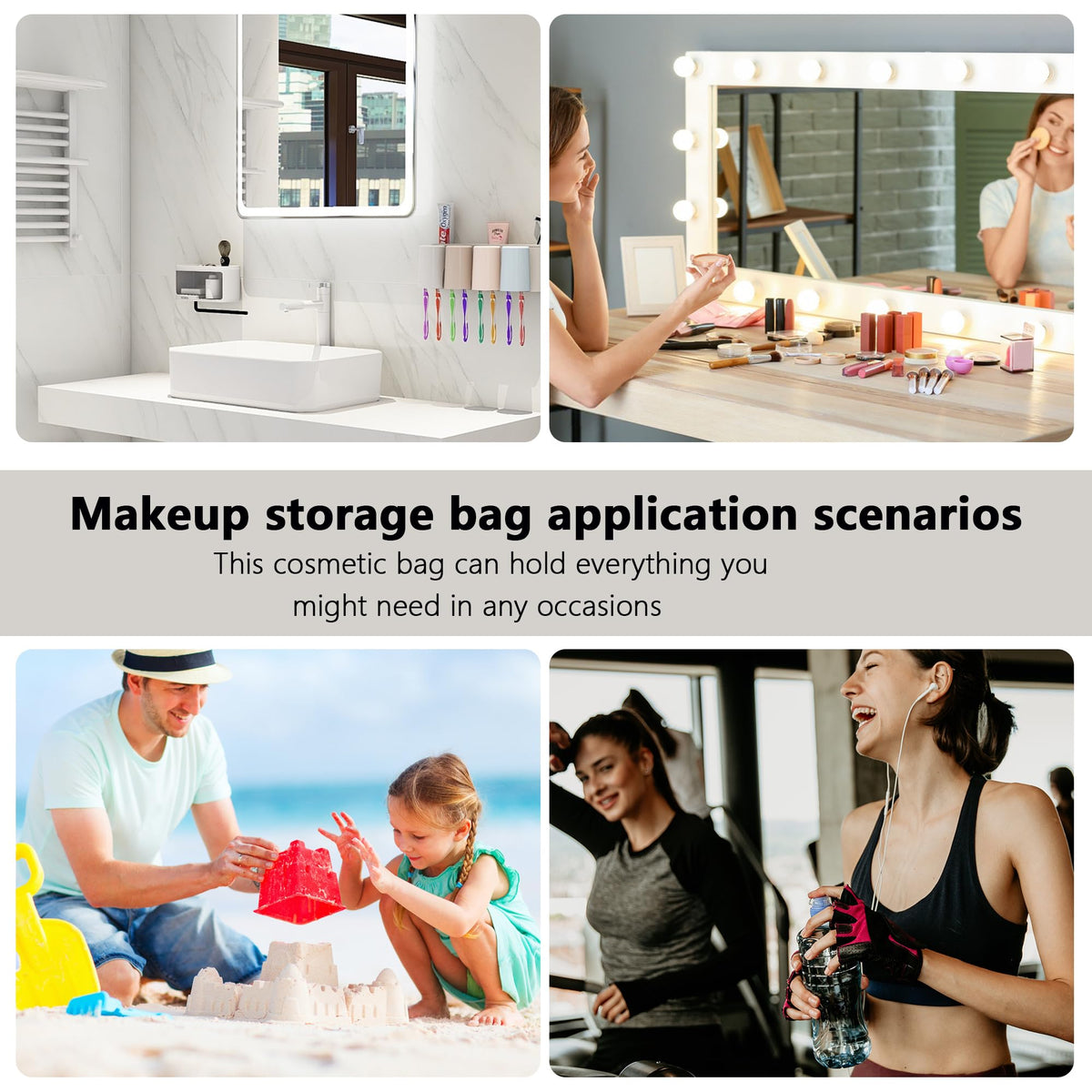 TotePrint PVC Clear Pure Color Transparent Large Zipper Cosmetic Pouch Travel Makeup Cosmetic Bag with Handle for Travel Bathroom Toiletry Organizer (Clear+Black Handle) - thewildfolk TotePrint PVC Clear Pure Color Transparent Large Zipper Cosmetic Pouch Travel Makeup Cosmetic Bag with Handle for Travel Bathroom Toiletry Organizer (Clear+Black Handle)