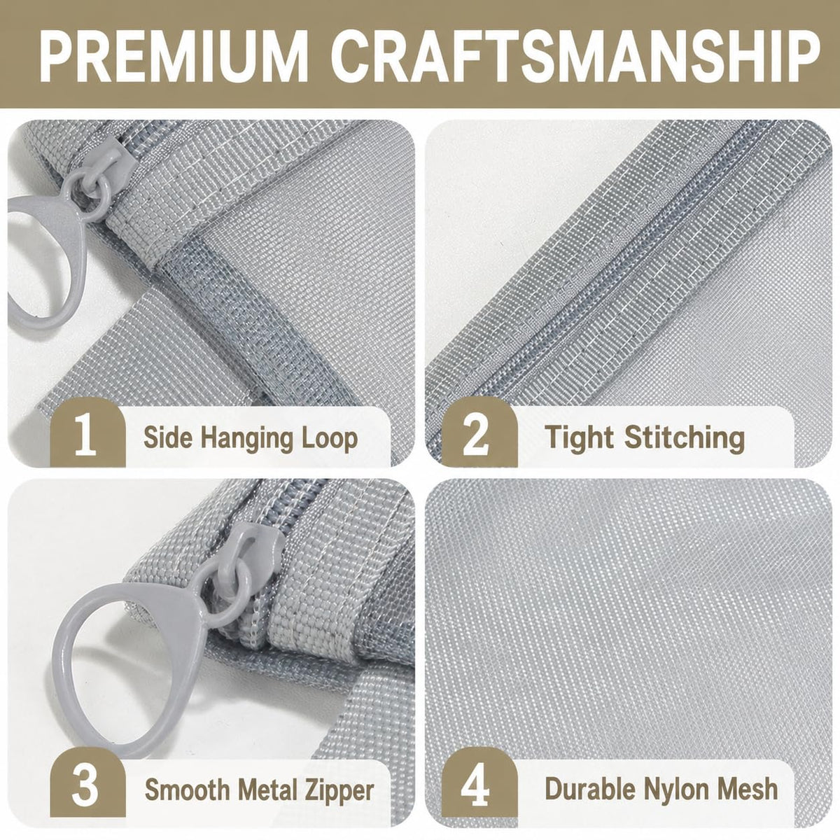10 Pack Mesh Zipper Pouch Set, Clear Cosmetic Bag, Toiletry, Pencil Case - thewildfolk 10 Pack Mesh Zipper Pouch Set, Clear Cosmetic Bag, Toiletry, Pencil Case