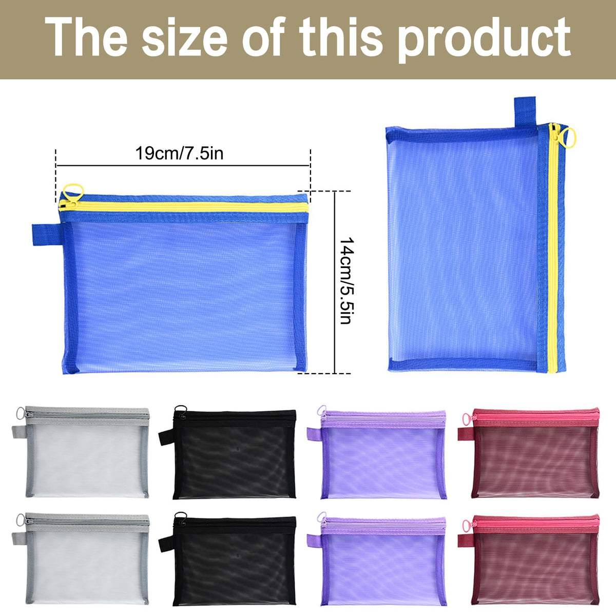10 Pack Mesh Zipper Pouch Set, Clear Cosmetic Bag, Toiletry, Pencil Case - thewildfolk 10 Pack Mesh Zipper Pouch Set, Clear Cosmetic Bag, Toiletry, Pencil Case