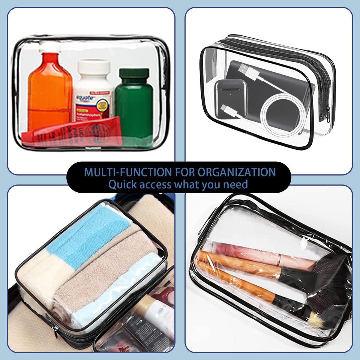 16 Pieces Clear Makeup Bags Bulk, TSA Approved Toiletry Bag for Travel, PVC Waterproof Travel Small Pouches Clear Pouch with Zipper for Men and Women Carry-on Travel Essentials Cosmetic Bags (Black) - thewildfolk 16 Pieces Clear Makeup Bags Bulk, TSA Approved Toiletry Bag for Travel, PVC Waterproof Travel Small Pouches Clear Pouch with Zipper for Men and Women Carry-on Travel Essentials Cosmetic Bags (Black)