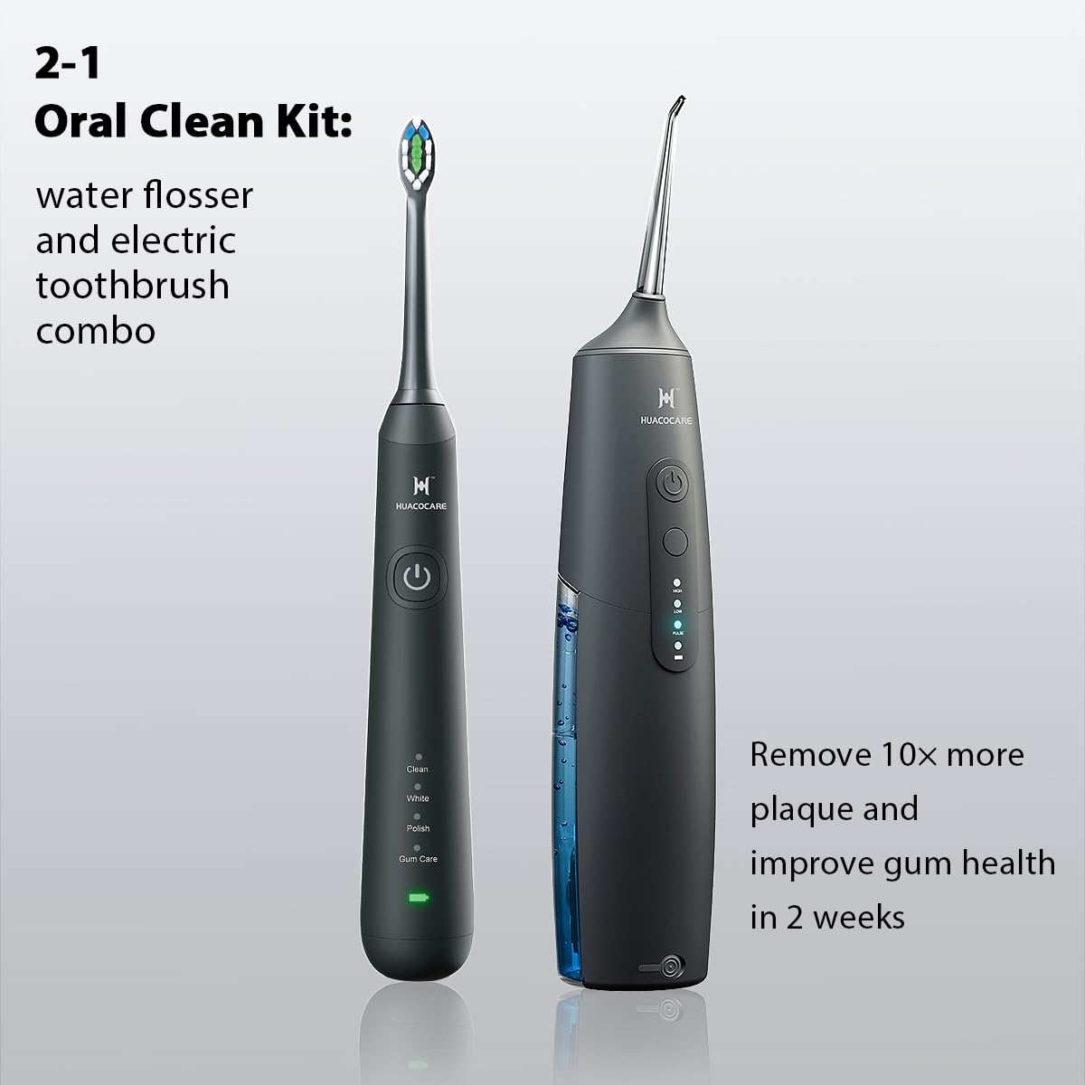2-1 Oral Clean Kit- Water Dental flosser & Electric Toothbrush Combo- Brushing & Flossing- for Teeth Cleaning and Gum Health (Black) - thewildfolk 2-1 Oral Clean Kit- Water Dental flosser & Electric Toothbrush Combo- Brushing & Flossing- for Teeth Cleaning and Gum Health (Black)