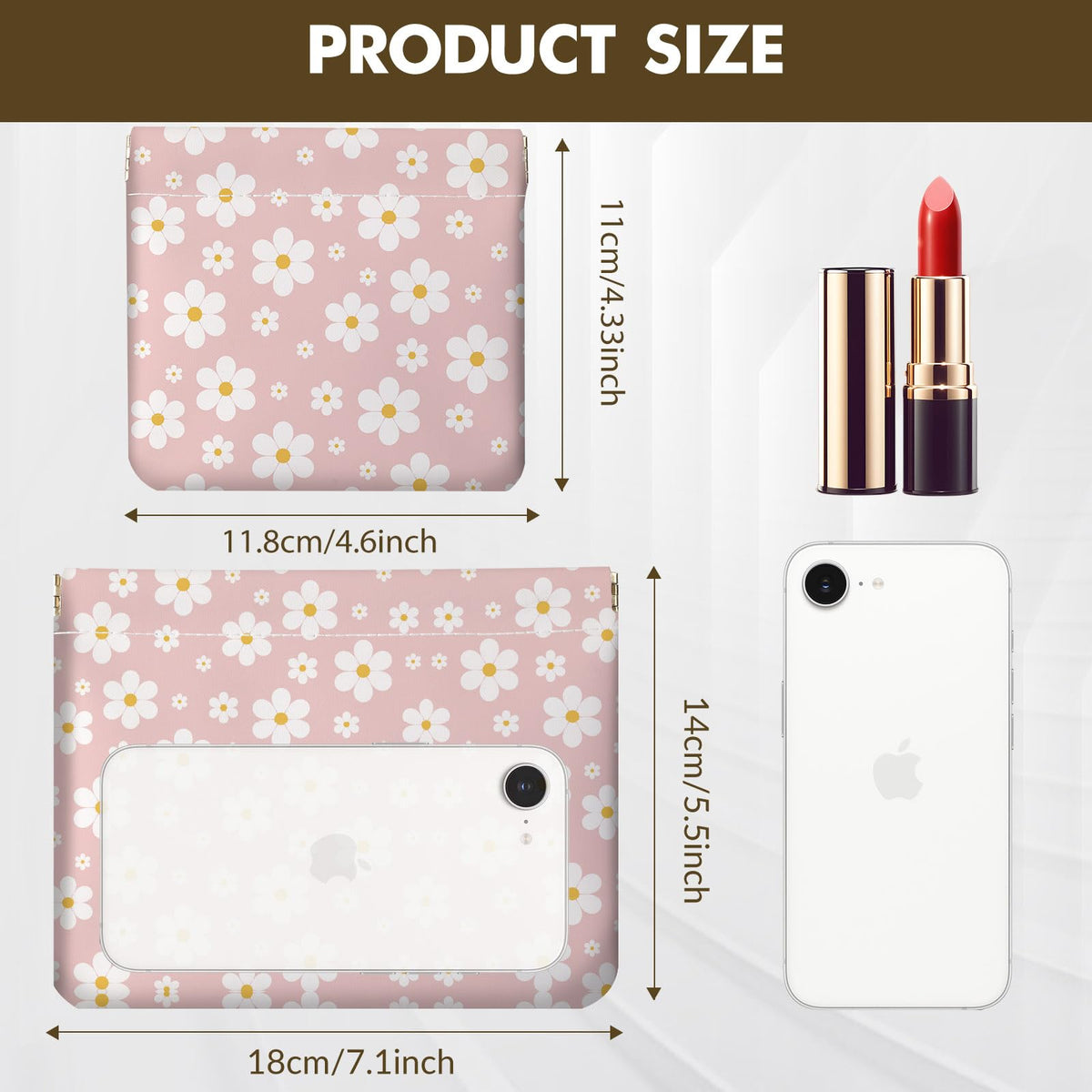 2 PCS PU Leather Small Makeup Bag Set for Purse,No Zipper Self-closing Cosmetic Bag, Portable Coin Purse Lipstick Accessories Organizer Travel Toiletry Storage Pouch for Women,pinkish-white flowers - thewildfolk 2 PCS PU Leather Small Makeup Bag Set for Purse,No Zipper Self-closing Cosmetic Bag, Portable Coin Purse Lipstick Accessories Organizer Travel Toiletry Storage Pouch for Women,pinkish-white flowers