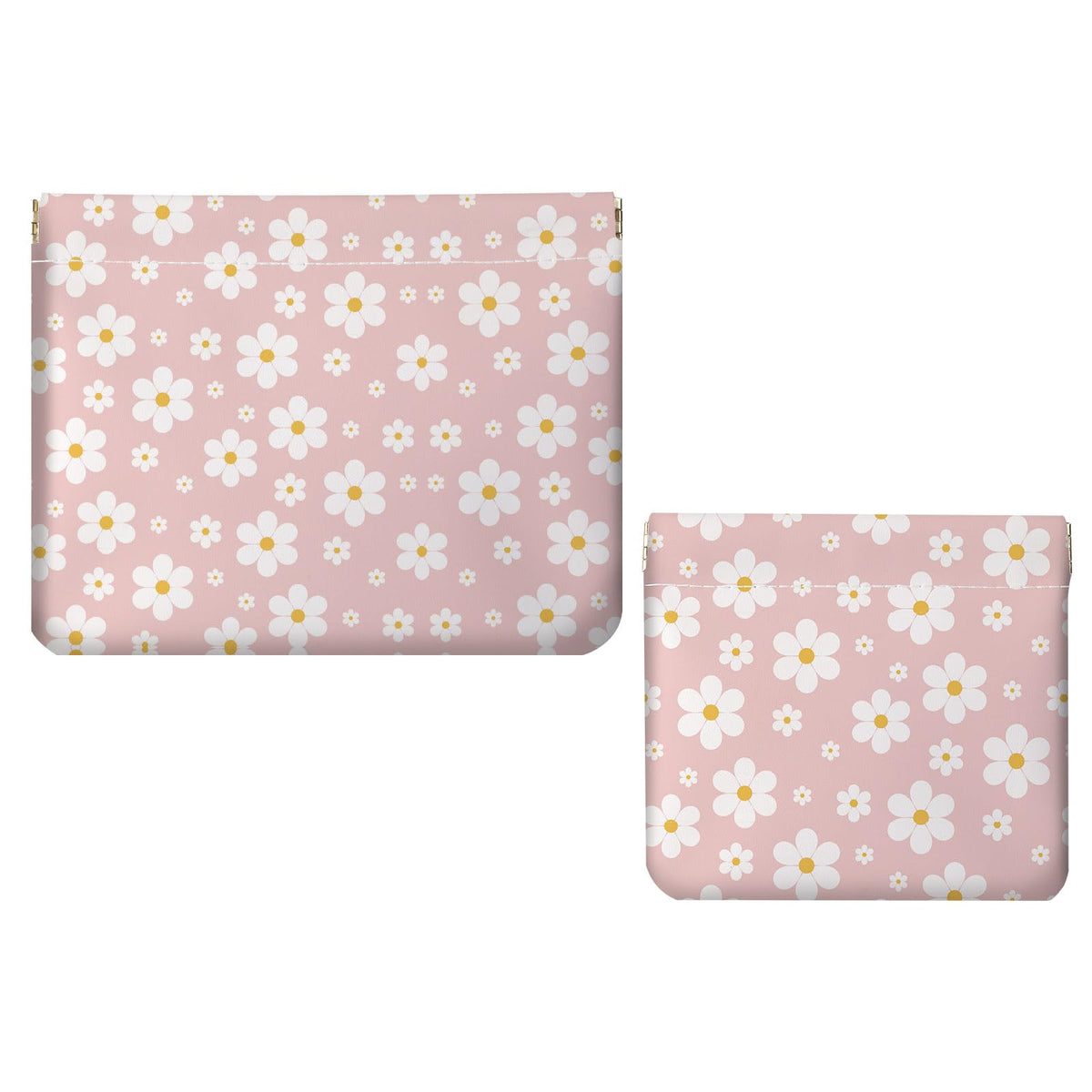 2 PCS PU Leather Small Makeup Bag Set for Purse,No Zipper Self-closing Cosmetic Bag, Portable Coin Purse Lipstick Accessories Organizer Travel Toiletry Storage Pouch for Women,pinkish-white flowers - thewildfolk 2 PCS PU Leather Small Makeup Bag Set for Purse,No Zipper Self-closing Cosmetic Bag, Portable Coin Purse Lipstick Accessories Organizer Travel Toiletry Storage Pouch for Women,pinkish-white flowers
