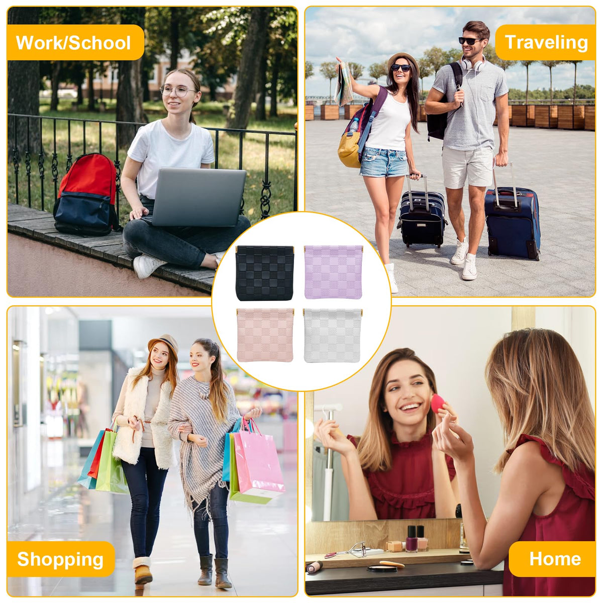 2 PCS Small Makeup Bag for Women, Small Pouches for Purse,Mini Checkered Cosmetic Bag Waterproof Pouch for Travel Storage bag, for Cosmetics Headphones Jewelry Cosmetic Lipstick Coins (Black, Beige) - thewildfolk 2 PCS Small Makeup Bag for Women, Small Pouches for Purse,Mini Checkered Cosmetic Bag Waterproof Pouch for Travel Storage bag, for Cosmetics Headphones Jewelry Cosmetic Lipstick Coins (Black, Beige)