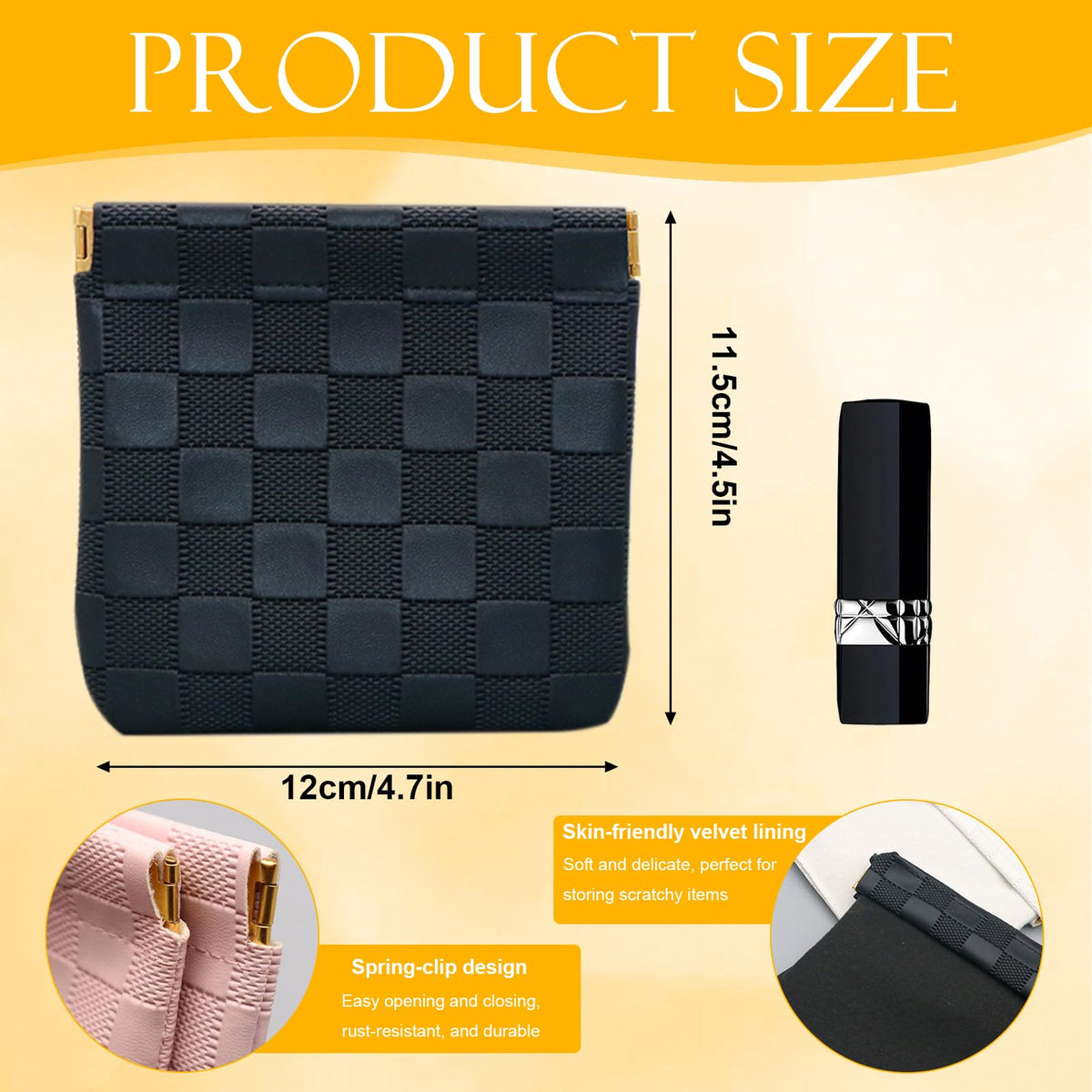 2 PCS Small Makeup Bag for Women, Small Pouches for Purse,Mini Checkered Cosmetic Bag Waterproof Pouch for Travel Storage bag, for Cosmetics Headphones Jewelry Cosmetic Lipstick Coins (Black, Beige) - thewildfolk 2 PCS Small Makeup Bag for Women, Small Pouches for Purse,Mini Checkered Cosmetic Bag Waterproof Pouch for Travel Storage bag, for Cosmetics Headphones Jewelry Cosmetic Lipstick Coins (Black, Beige)