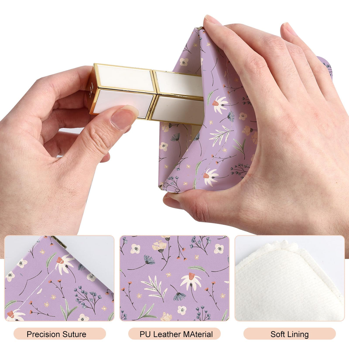 2Pcs PU Leather Small Squeeze Coin Purse Pouch Mini coin Bag Unique And Cute Wallet Cosmetic Bags Change Bag For Women Girls Men White And Purple Floral - thewildfolk 2Pcs PU Leather Small Squeeze Coin Purse Pouch Mini coin Bag Unique And Cute Wallet Cosmetic Bags Change Bag For Women Girls Men White And Purple Floral