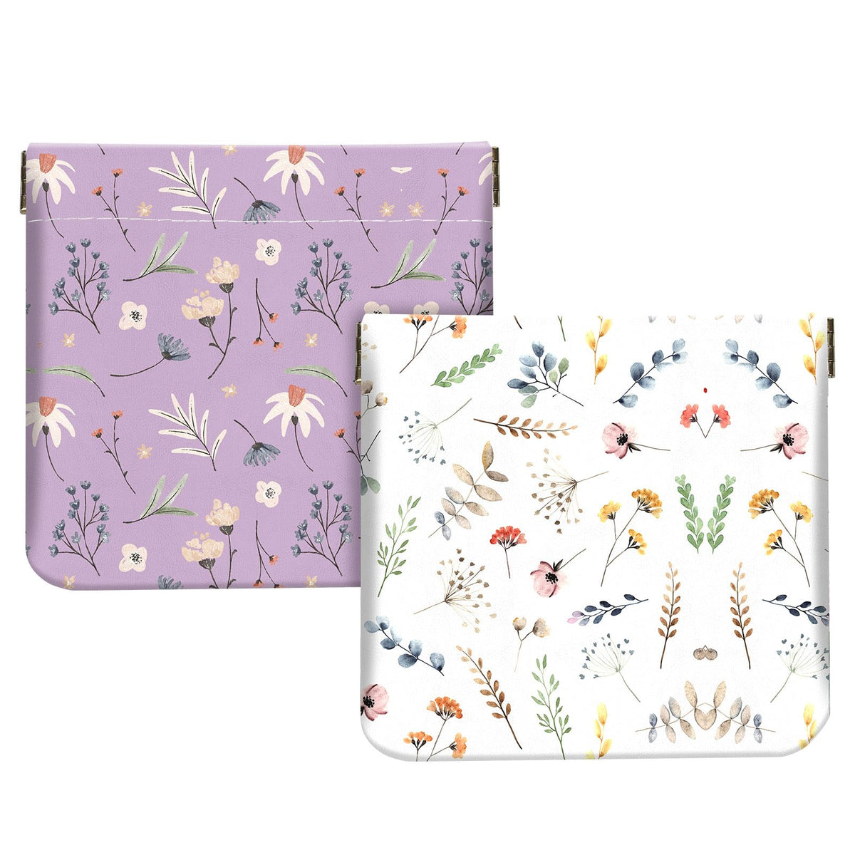 2Pcs PU Leather Small Squeeze Coin Purse Pouch Mini coin Bag Unique And Cute Wallet Cosmetic Bags Change Bag For Women Girls Men White And Purple Floral - thewildfolk 2Pcs PU Leather Small Squeeze Coin Purse Pouch Mini coin Bag Unique And Cute Wallet Cosmetic Bags Change Bag For Women Girls Men White And Purple Floral