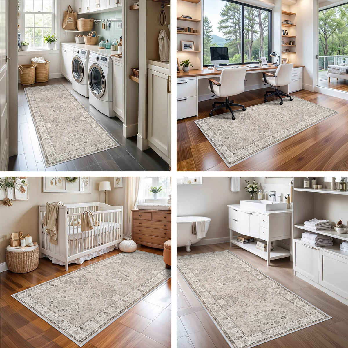 2x6 Hallway Washable Runner Rug : Vintage Soft Kitchen Laundry Runner with Non Slip Backing Farmhouse Entryway Living Room Floor Mat Stain Resistant Carpet for Bedroom Bathroom Distressed Beside Rug - thewildfolk 2x6 Hallway Washable Runner Rug : Vintage Soft Kitchen Laundry Runner with Non Slip Backing Farmhouse Entryway Living Room Floor Mat Stain Resistant Carpet for Bedroom Bathroom Distressed Beside Rug