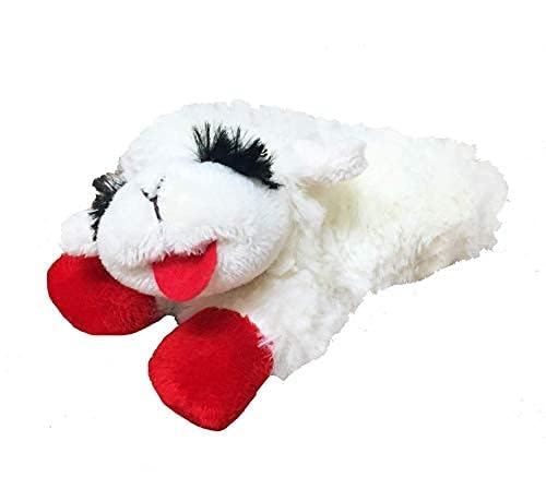 Multipet Lamb Chop Dog Plush Toy - Squeaky Toy for Small & Medium Dogs - Extra Soft Plush - Stuffed Animal for Cuddling & Playing (10", Cream, 5 Squeakers)