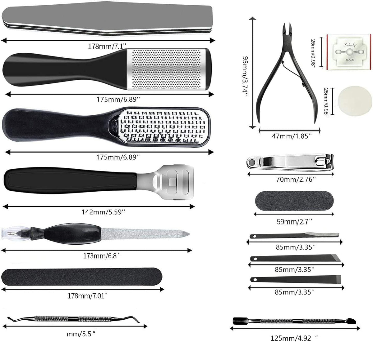 36 in 1 Professional Pedicure Kit, Foot File, Foot Rasp and Callus Remover - thewildfolk 36 in 1 Professional Pedicure Kit, Foot File, Foot Rasp and Callus Remover