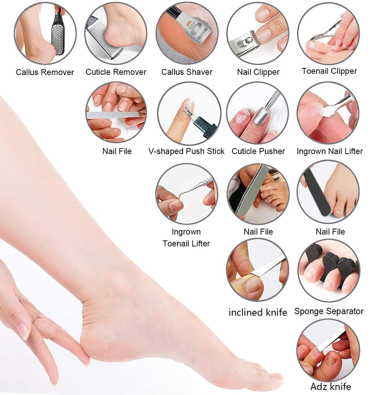 36 in 1 Professional Pedicure Kit, Foot File, Foot Rasp and Callus Remover - thewildfolk 36 in 1 Professional Pedicure Kit, Foot File, Foot Rasp and Callus Remover