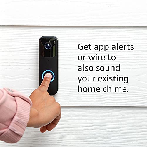Like-New Blink Video Doorbell — Two-way audio, HD video, long-lasting battery life, wired or wire-free install, motion detection, chime app alerts, Works with Alexa (Black)