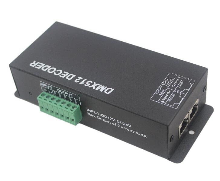 LED RGB/RGBW Digital Display Decoder Controller High Power 4 Channel 8A/CH, DMX512 Decoder for Strip Light DC12-24V