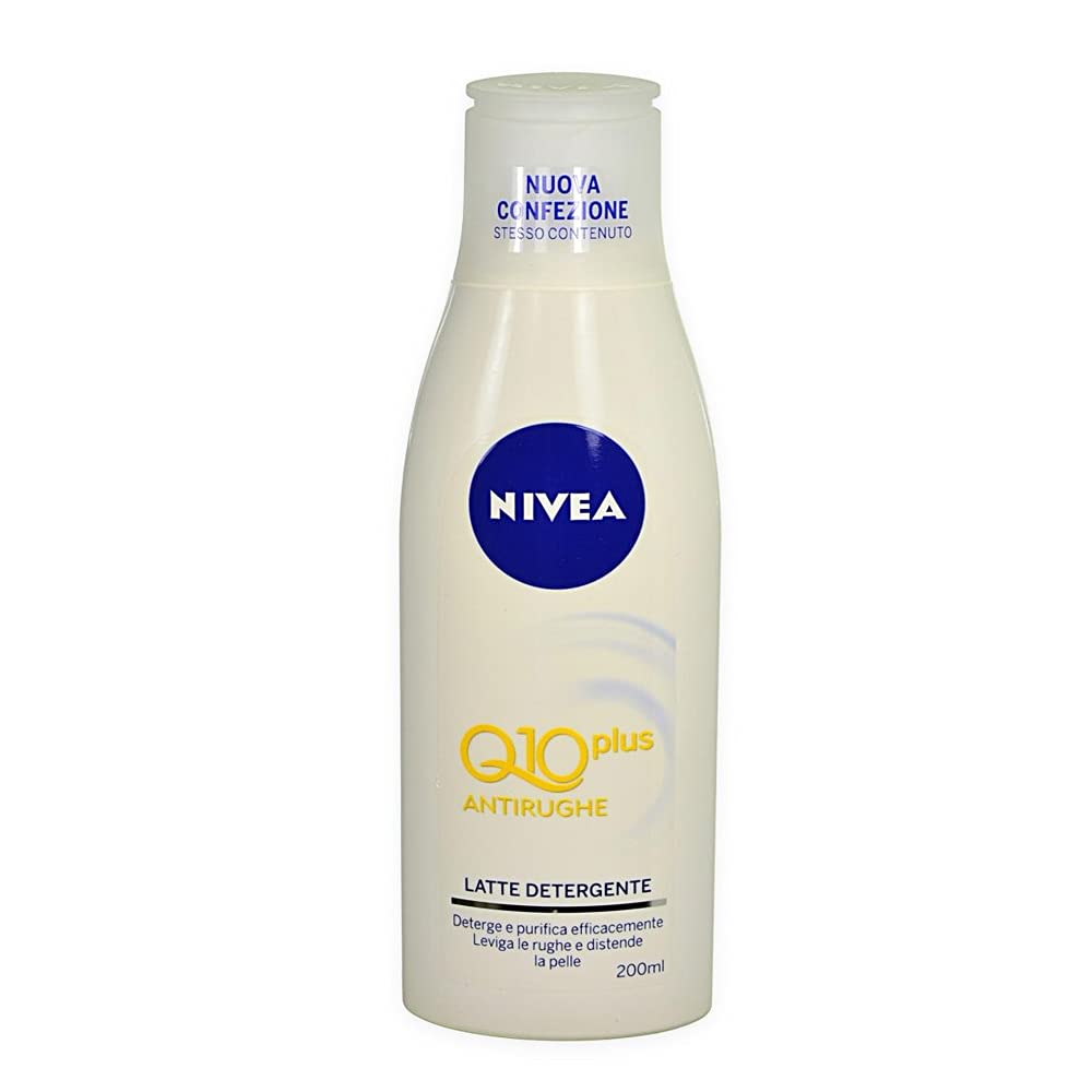 NIVEA Q10 Cleansing Milk Gentle Face Cleanser 200 ml | Daily Makeup Remover and Facial Cleanser for All Skin Types with Mild, Creamy Formula Visage Skincare Milky Cleanser