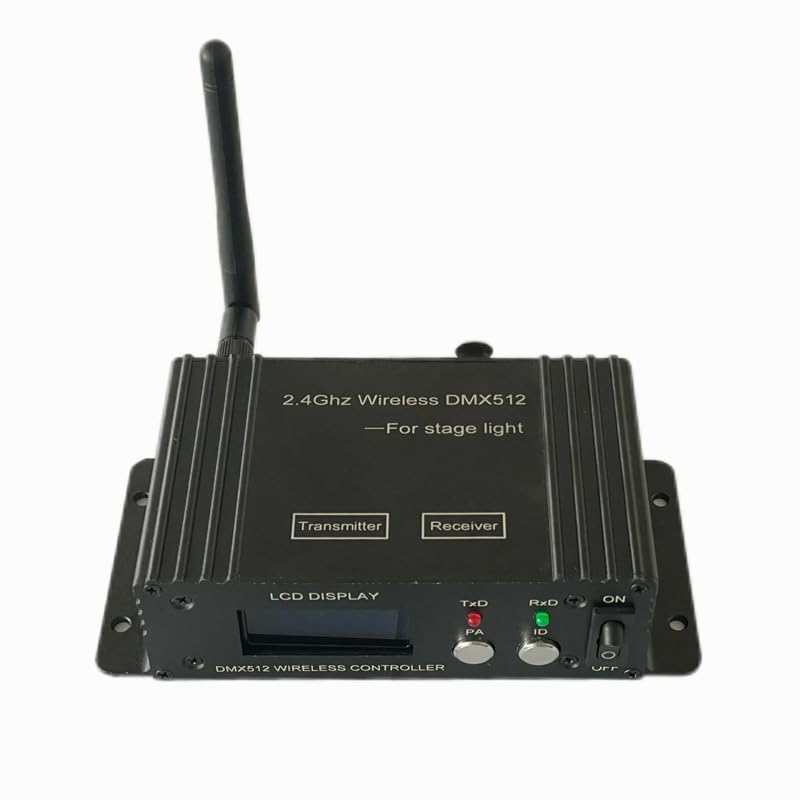 FENIXFIT DMX512 Controller 2.4G Wireless Transmitter Receiver LCD Display Power Adjustable Repeater Long Transmission Range Lighting Dimmer Controller for Disco DJ Party Stage Disco Lighting
