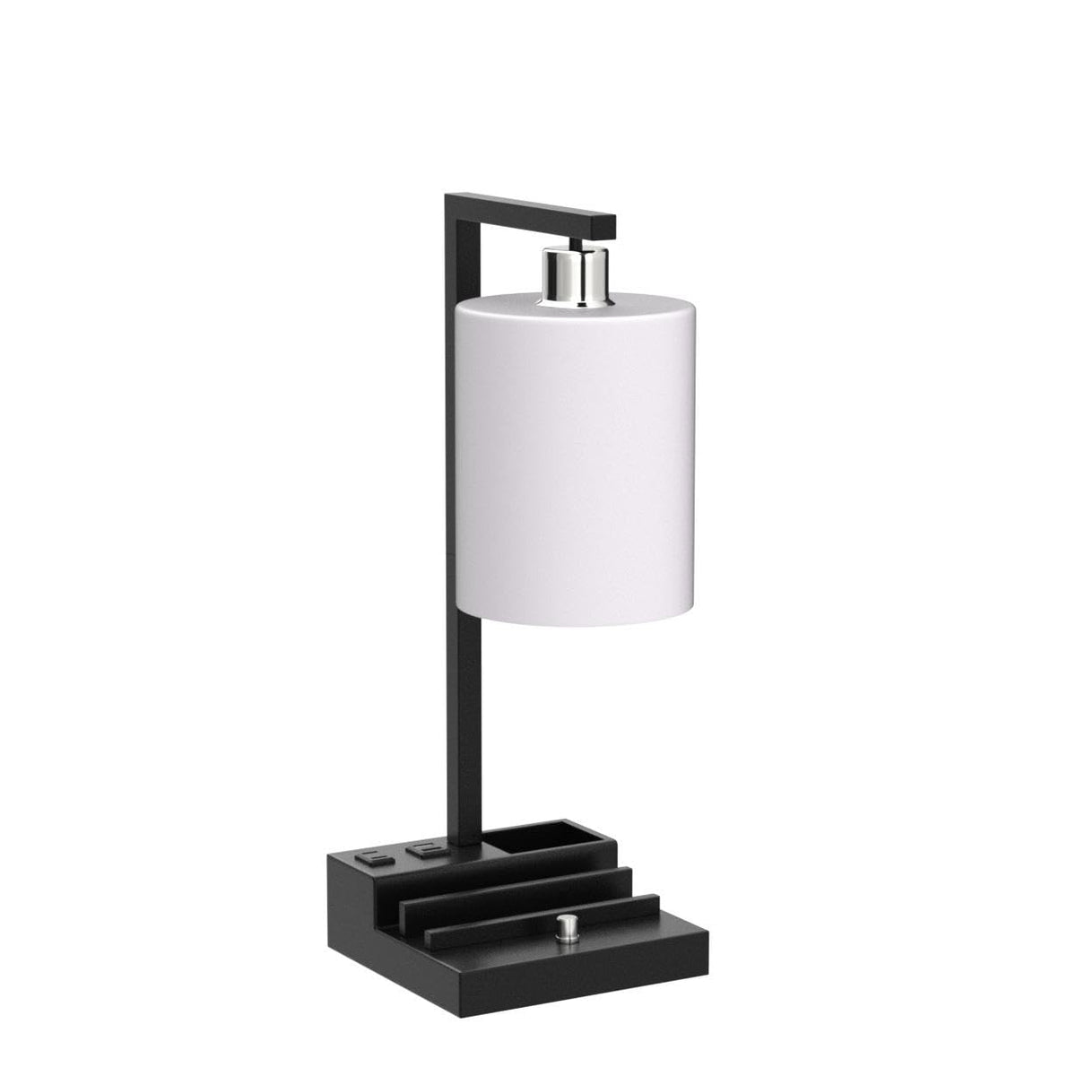 Bedroom Lamps for Nightstand, 3 Color Temperature Nightstand Lamp Bedside Lamps with Dual USB Ports and Outlet, Modern Table Lamp Built-in Pen Holder & Phone Stands, Energy Saving LED Bulb Included