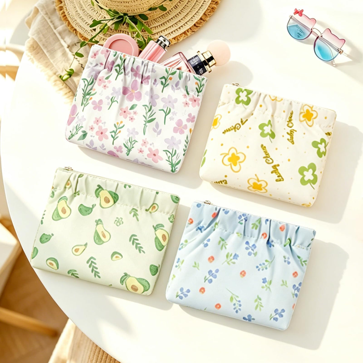 4Pcs Small Makeup Bag for Purse,Waterproof Portable Cosmetic Bags for Women,Cute Flowers Self-Closing Mini Makeup Pouch Travel Storage for Coin Purse Lipstick Organizer Jewelry Earphones(Floral) - thewildfolk 4Pcs Small Makeup Bag for Purse,Waterproof Portable Cosmetic Bags for Women,Cute Flowers Self-Closing Mini Makeup Pouch Travel Storage for Coin Purse Lipstick Organizer Jewelry Earphones(Floral)