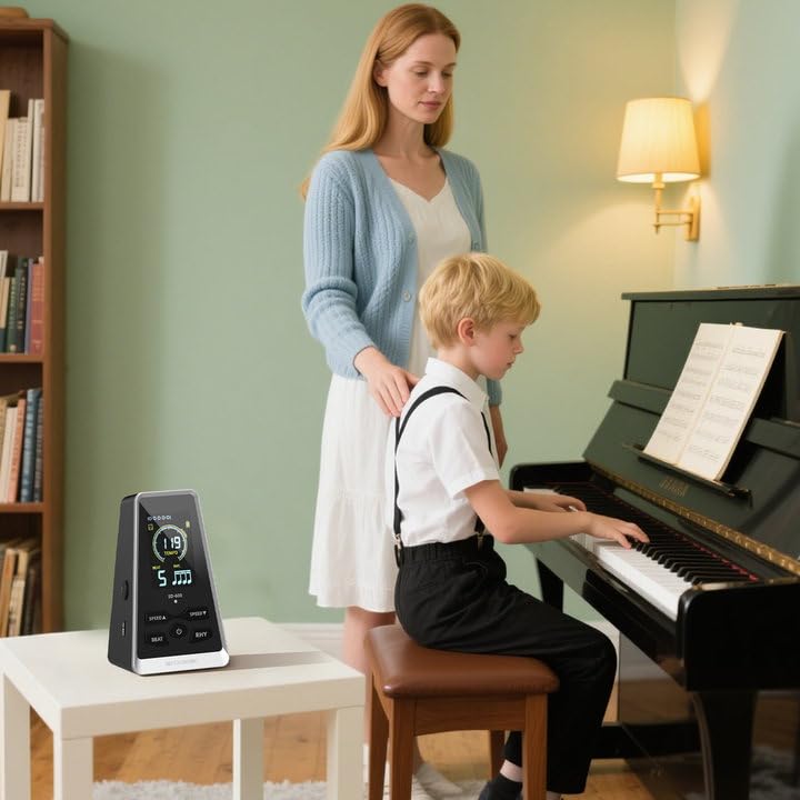 SDREAM Digital Metronome for Piano,Guitar,Violin,Rechargeable LCD Electronic Metronome with Human Voice,Professional Metronome for Beginners & Musicians,Instrument Volume & Beat Speed Adjustable